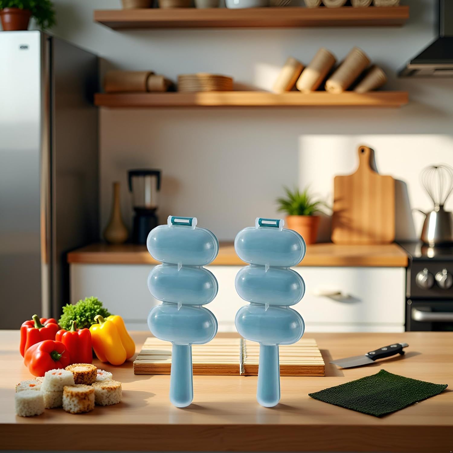 2 Pcs Blue Rice Ball Maker Shake Lunch Maker Mould Rice Ball Shaker Rice Ball Mold Rice Ball Shaped Kitchen Tools Home DIY Making Kit Sushi Plates, DIY Sushi Shake Rice Ball Molds - Image 8