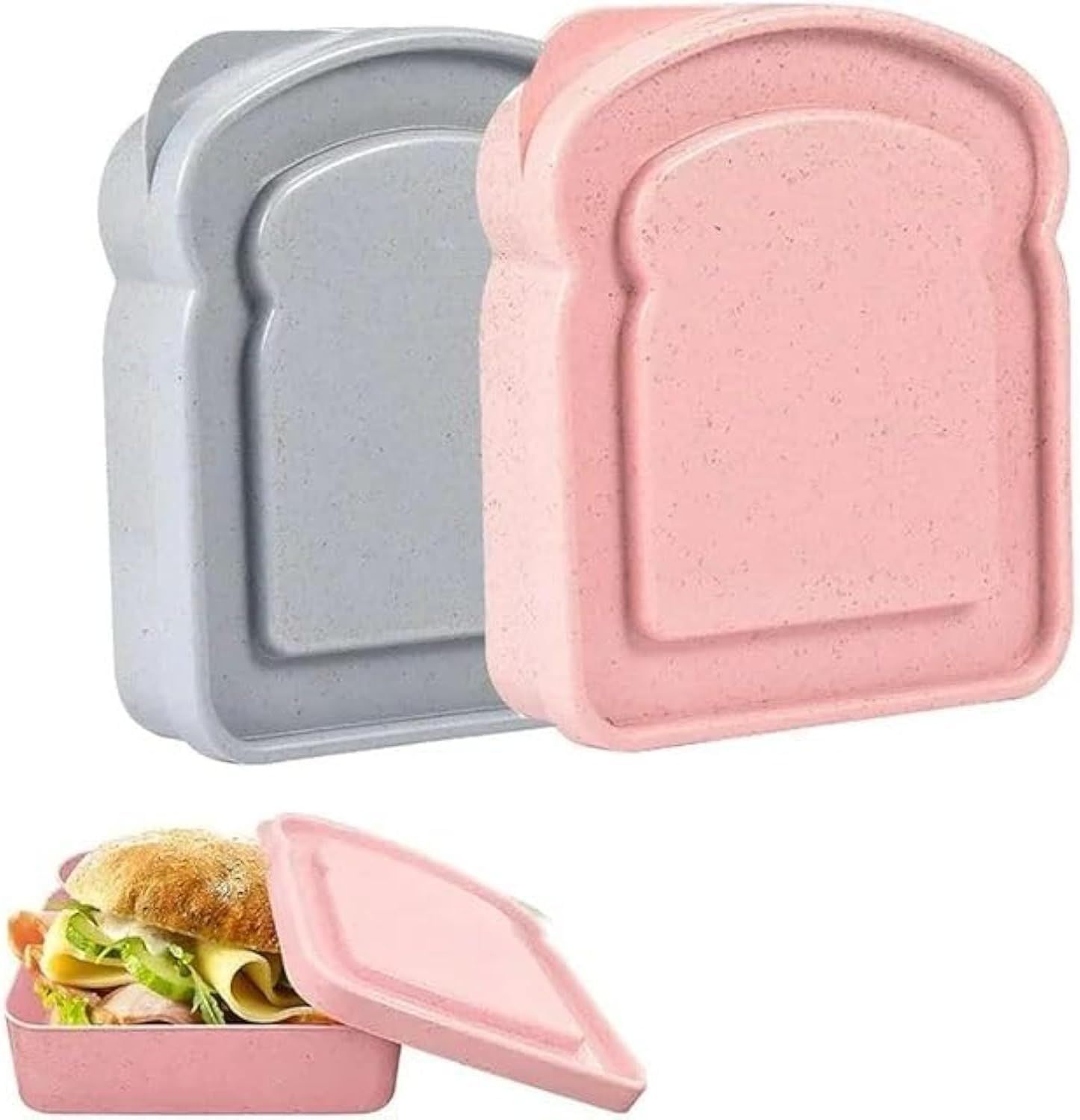 1Pc Random Color Sandwich Containers, Sandwich Box Food Storage Toast Shape Holder Plastic for Lunch, Sandwich Keeper for Adults Prep Microwave Food Containers Sets - Image 1