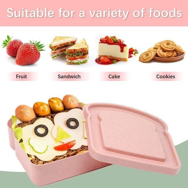 1Pc Random Color Sandwich Containers, Sandwich Box Food Storage Toast Shape Holder Plastic for Lunch, Sandwich Keeper for Adults Prep Microwave Food Containers Sets - Image 7