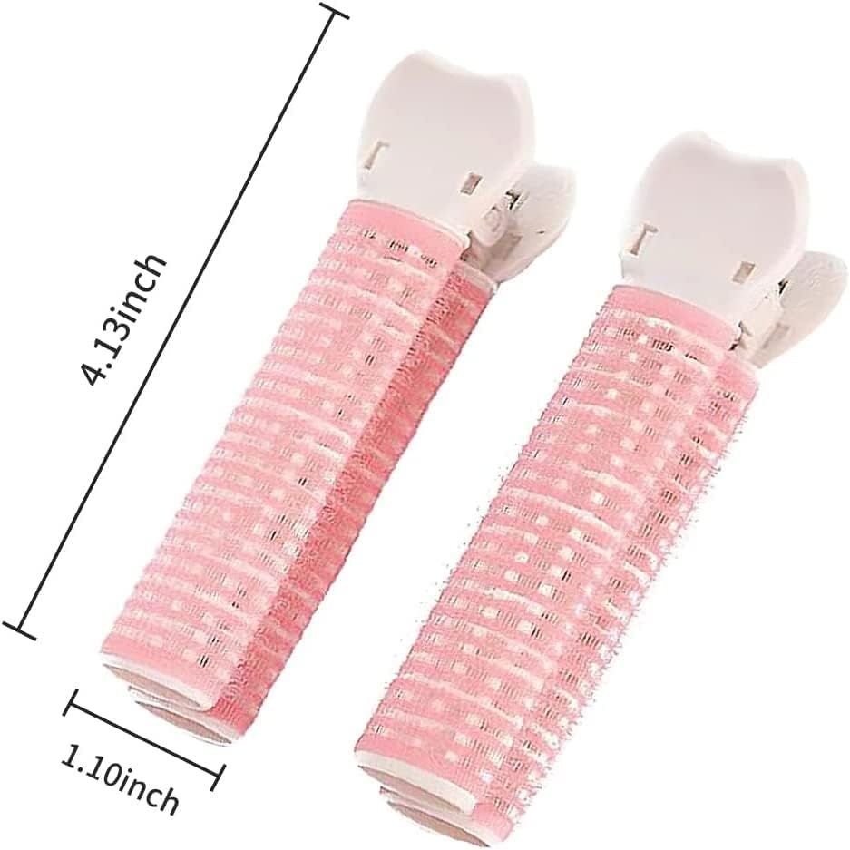 4 Pcs Pink Hair Rollers with Clip, Volumizing Hair Root Clips Bangs Curler DIY Hair Styling Accessories Hair Roller Tools - Image 2