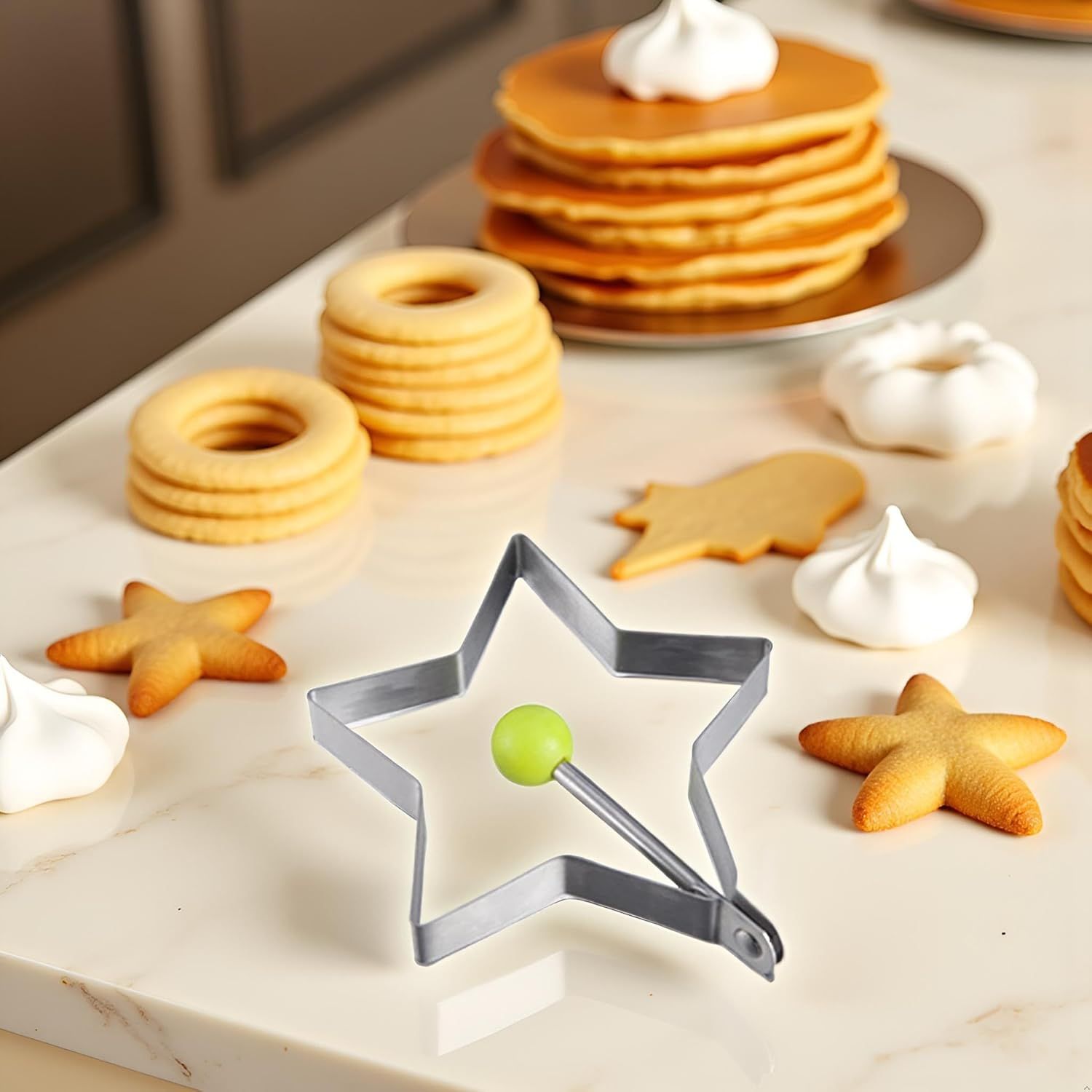 Star Egg Mold Shaper - Non Stick Pancake Deep Egg, Stainless Steel Frying Egg Rings, Mould Cookies Maker Baking Shaper Kitchen Gadget, Egg Patty Maker Rings For Sandwich Fritters Crumpets - Image 2