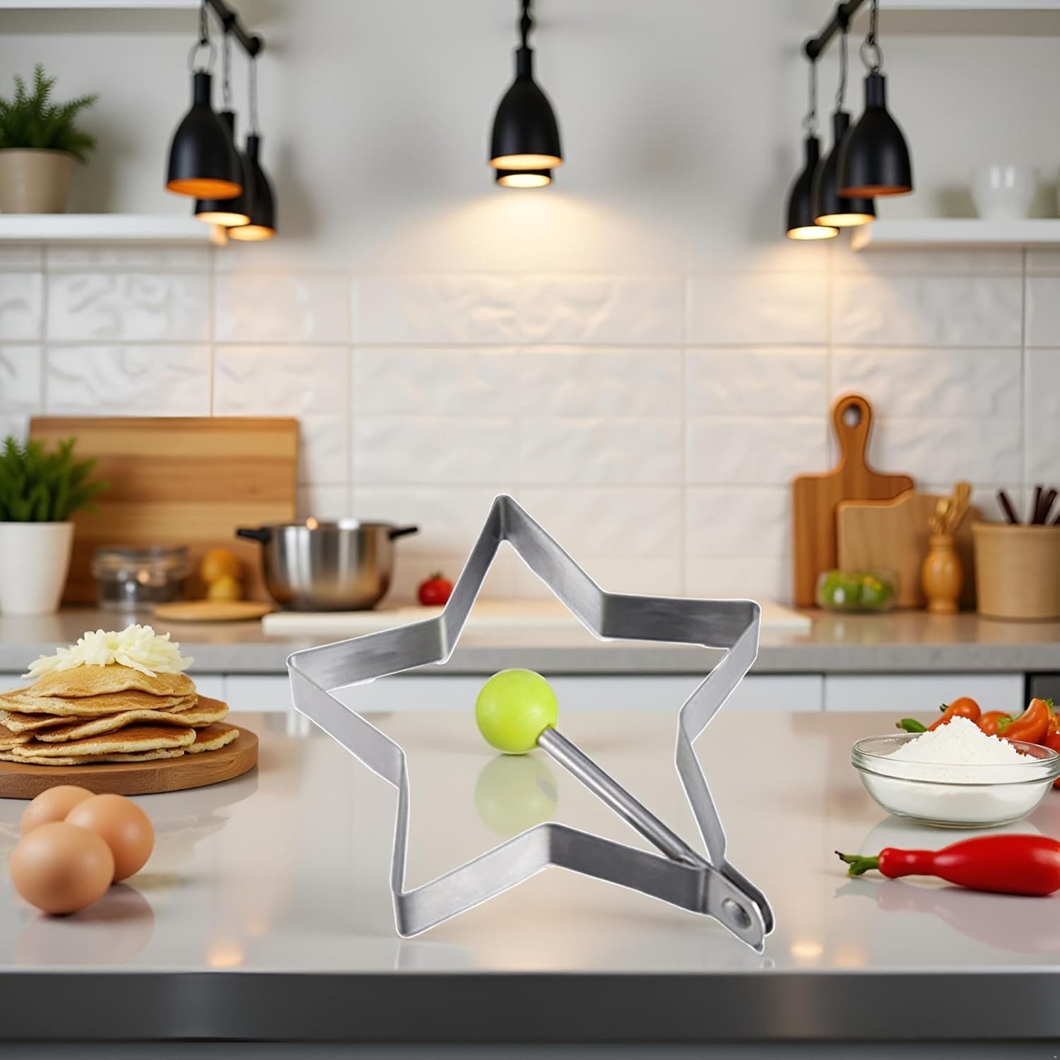 Star Egg Mold Shaper - Non Stick Pancake Deep Egg, Stainless Steel Frying Egg Rings, Mould Cookies Maker Baking Shaper Kitchen Gadget, Egg Patty Maker Rings For Sandwich Fritters Crumpets - Image 5