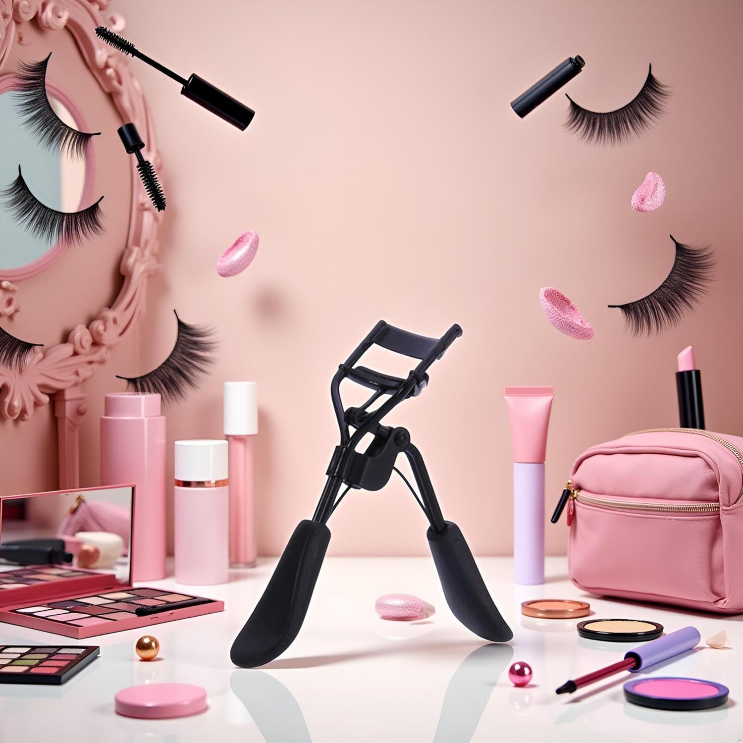 Black Portable Eyelash Curler - Crimps and Curls Lashes for Perfect,Portable Eyelash Curler Maker Eye Lashes Clip Women Beauty Cosmetic Tool Gift,Makeup Brushes and Tools - Image 2
