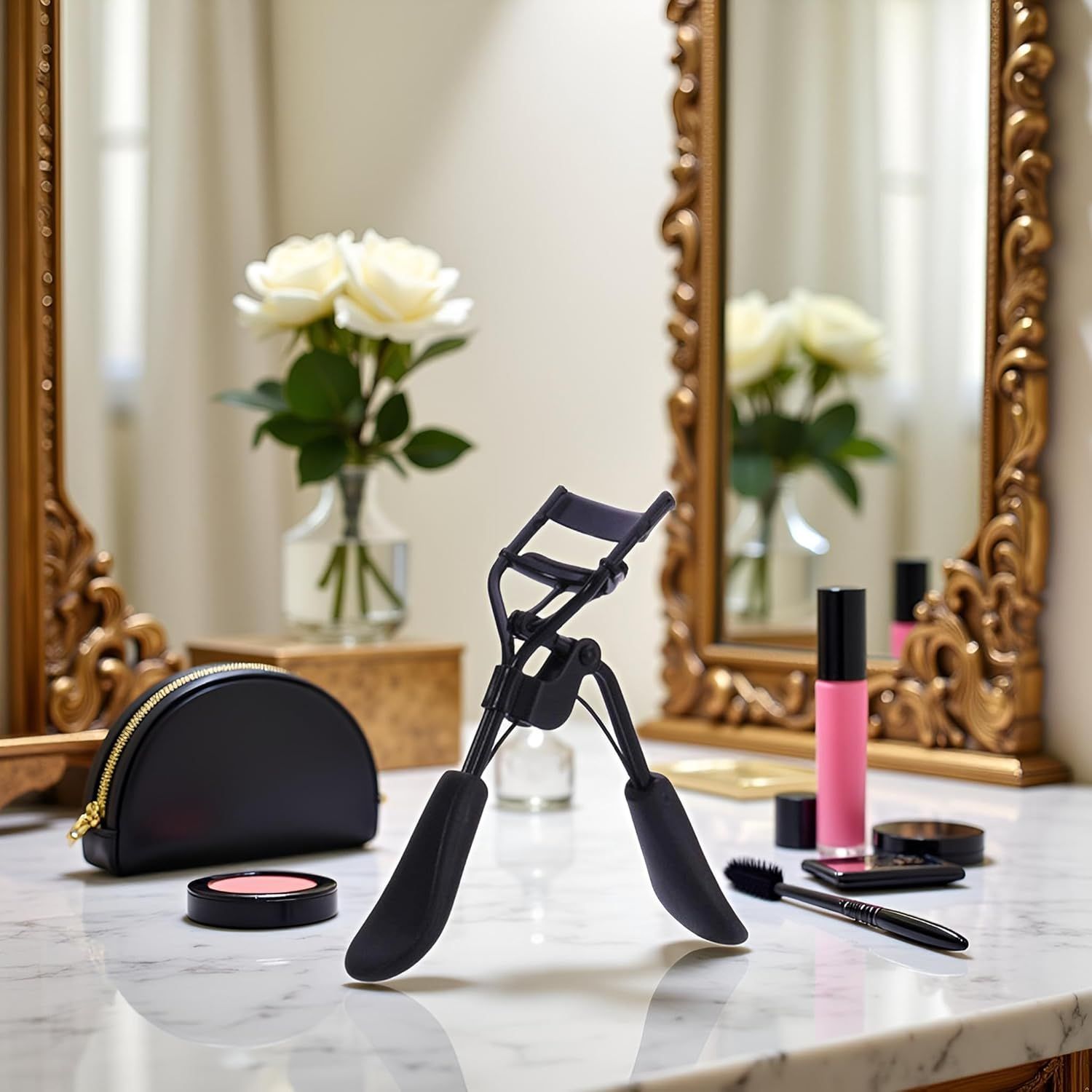Black Portable Eyelash Curler - Crimps and Curls Lashes for Perfect,Portable Eyelash Curler Maker Eye Lashes Clip Women Beauty Cosmetic Tool Gift,Makeup Brushes and Tools - Image 8