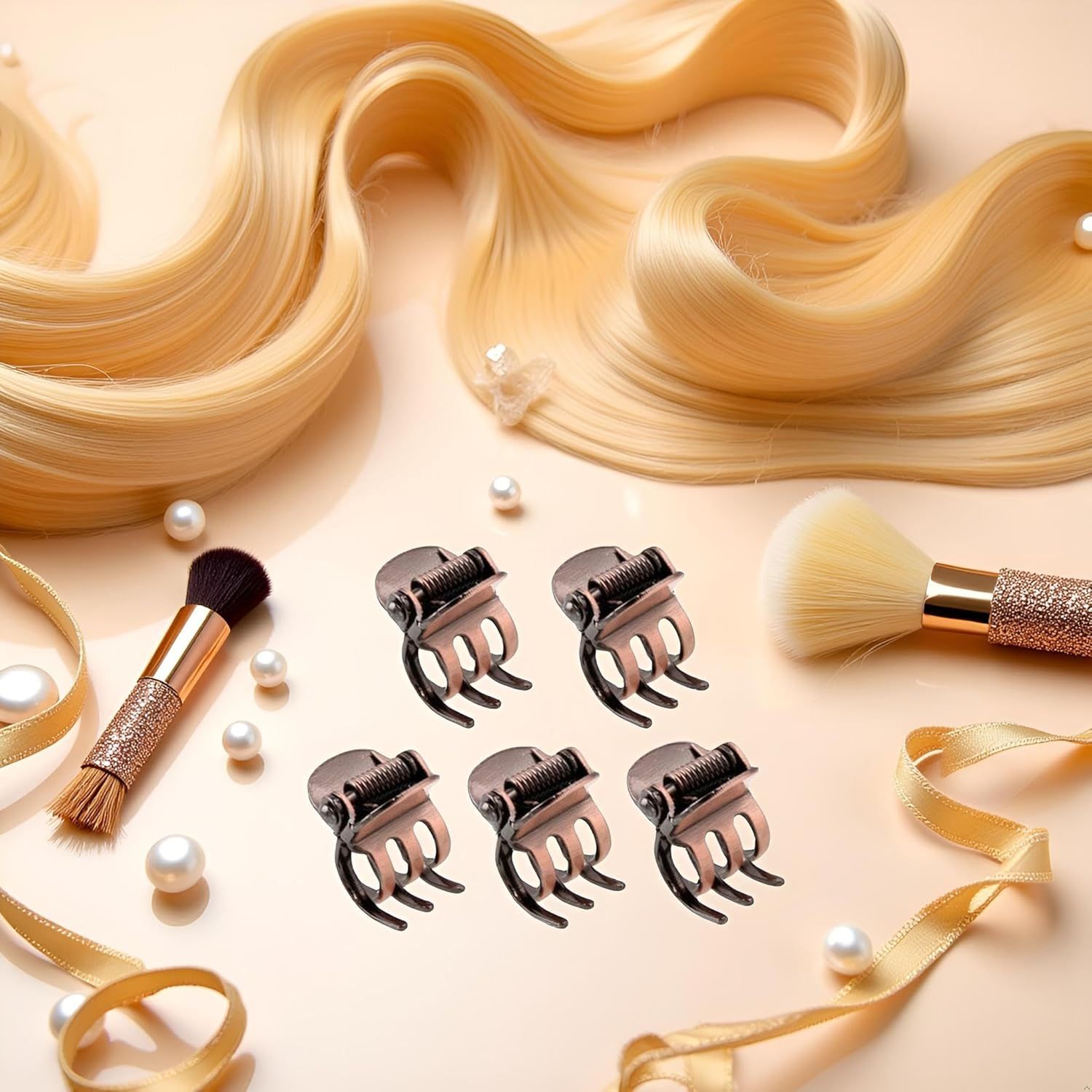 5PCS Mini Metal Hair Claw Clips for Women,Mini Metal Hair Claw Clips,Bronze Clamp Side Bangs Clip Hair Styling Tool Hairpins Hair Accessories for Women - Image 2