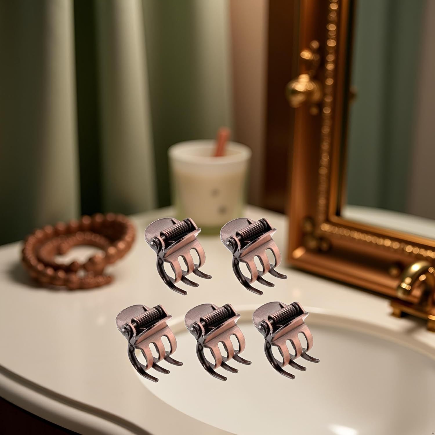 5PCS Mini Metal Hair Claw Clips for Women,Mini Metal Hair Claw Clips,Bronze Clamp Side Bangs Clip Hair Styling Tool Hairpins Hair Accessories for Women - Image 3