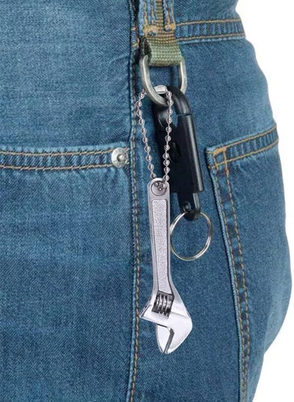 1pc Mini Silver Open End Wrench, Steel 2.5inch Monkey Wrench, Adjustable Spanner for Repairing, Professional Mini Small Hand Tools Hand Spanner Tool Universal Keychain Accessories Easy to Carry - Image 4
