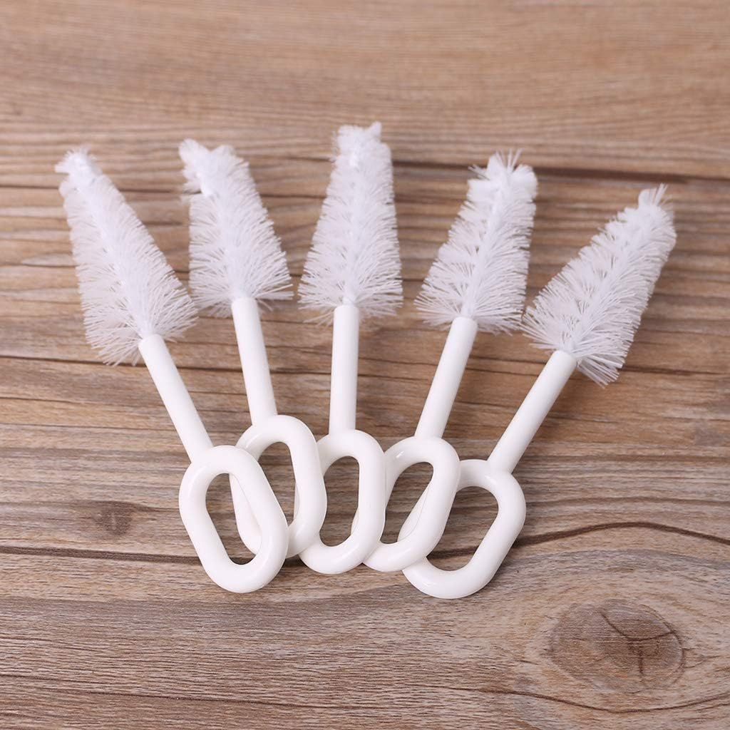 5 Pcs White Pacifier Cleaning Set,Nipple Cleaner Nipples Brush Cleaning Tools Professional Bristle High Density Pacifier Soother Accessories,Bottle-Feeding - Image 1