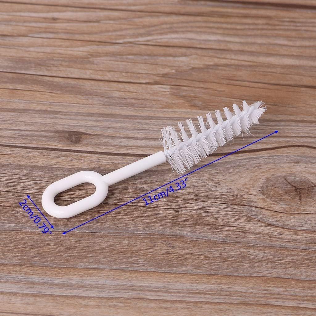 5 Pcs White Pacifier Cleaning Set,Nipple Cleaner Nipples Brush Cleaning Tools Professional Bristle High Density Pacifier Soother Accessories,Bottle-Feeding - Image 3