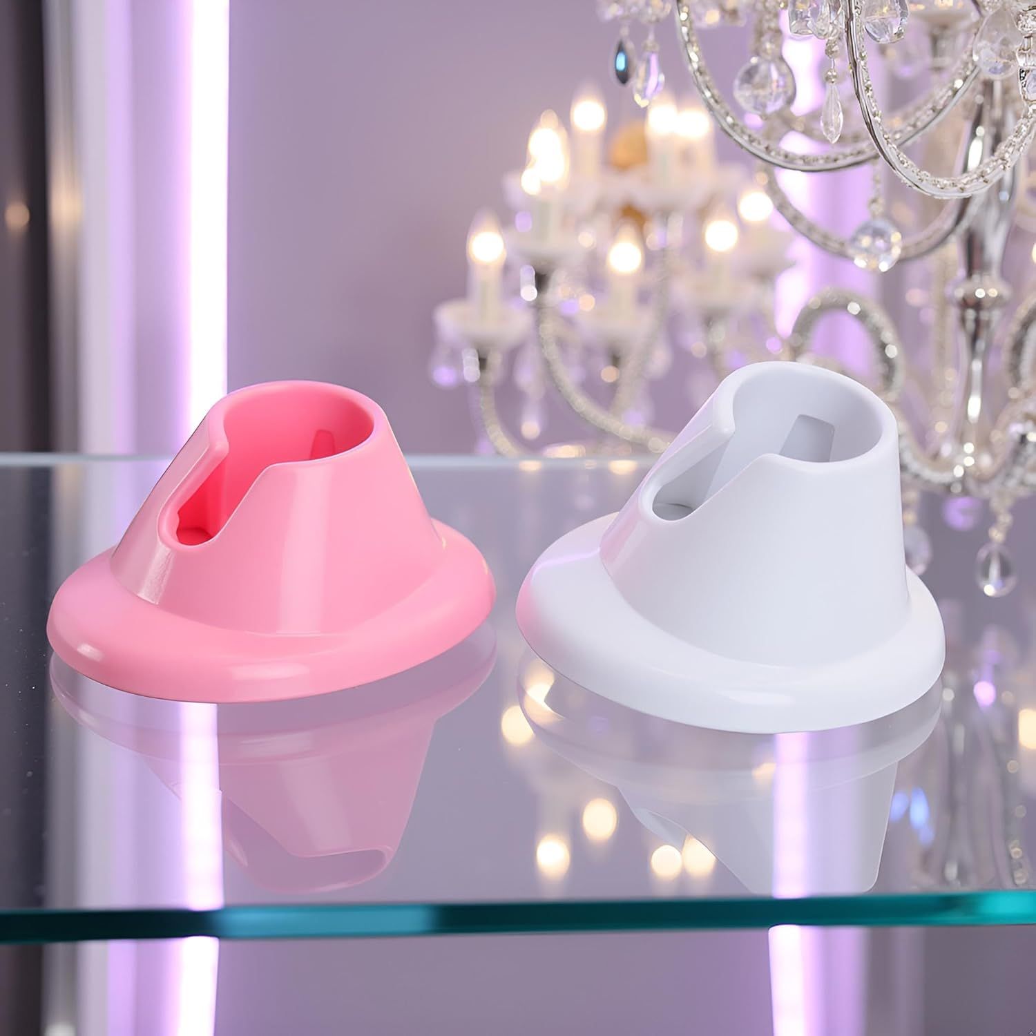 2pcs Pink & White Soft Rubber Nail Polish Bottle Holder - Anti-Spill Nail Art Organizer & Display - Salon Professional Manicure Tools - Image 5