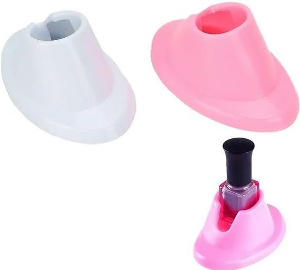 2pcs Pink & White Soft Rubber Nail Polish Bottle Holder - Anti-Spill Nail Art Organizer & Display - Salon Professional Manicure Tools - Image 6