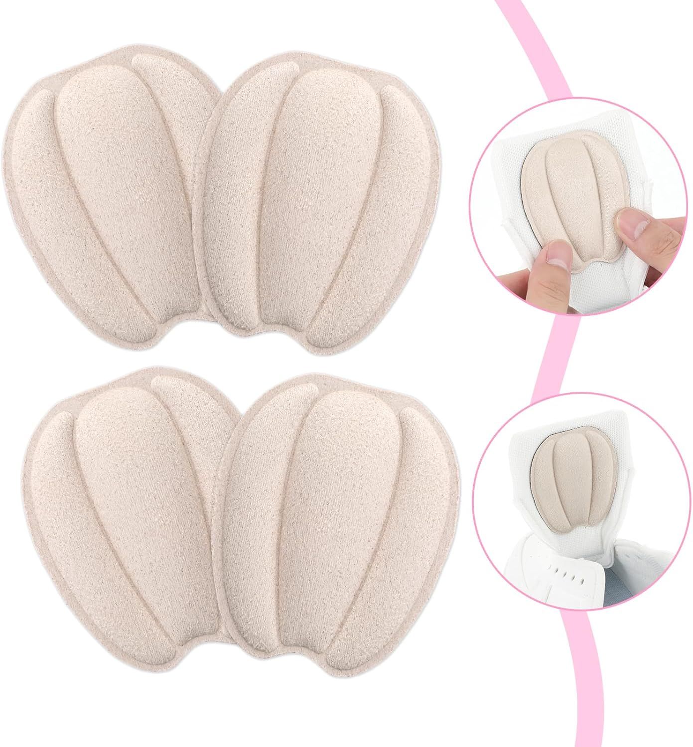 3 Pairs Tongue Pads for Shoe Too Big, Non Slip Tongue Cushion Insert for Loose Shoe Size Reducer Heel Pads Grips Cushion Inserts Replacement Shoes Filler for Men Women (Beige) - Image 4