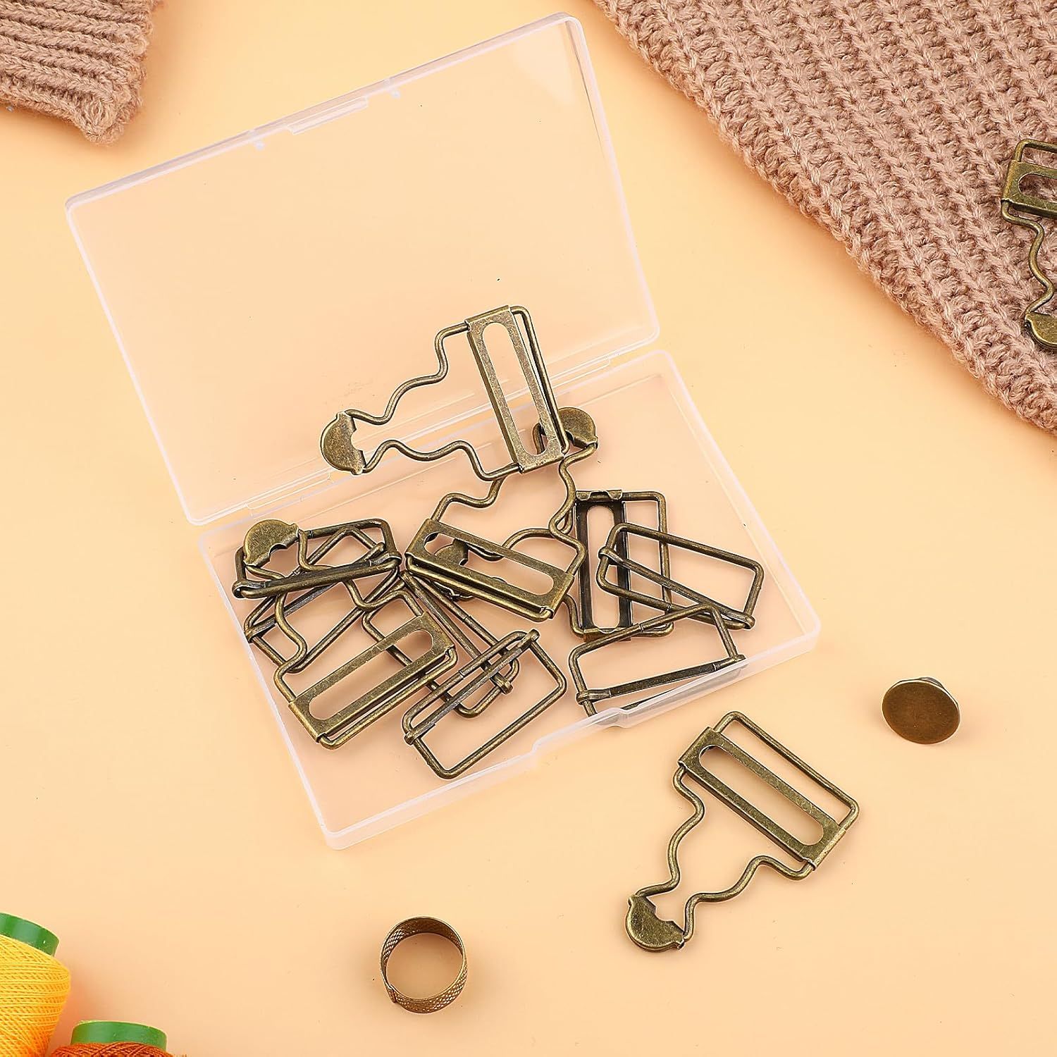6 Sets Overalls Buckles, 1.25 inch Metal Overall Replacement Clasp Clips with Adjustable Tri Glide Slide Buckle and Buttons, DIY Button No-Sew Accessories for Overall Bib Pants Trousers Jeans Jacket - Image 7
