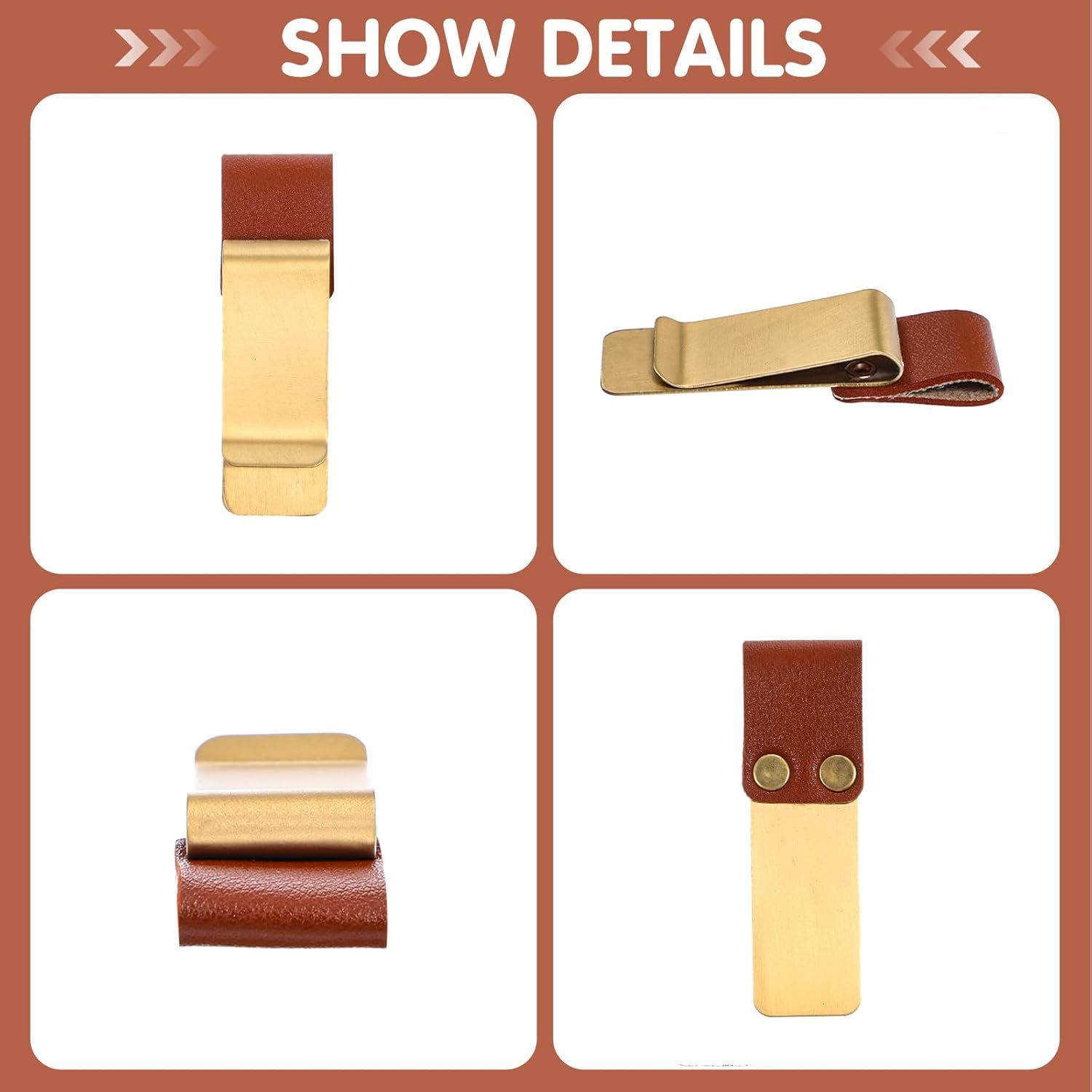 2 Pcs PU Leather Retro Notebook Pen Clips Metal Pen Loop Holder Sleeve - Silver & Gold - Image 4