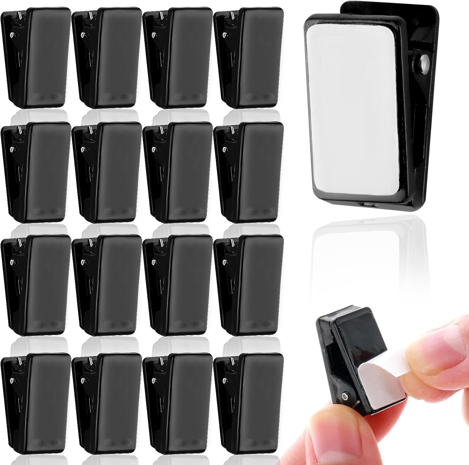 15 Pcs Self Adhesive Tapestry Clips - Double-Sided Adhesive Spring Clips for Blanket, Poster, Clothing, Wall Flag (Black) - Image 1