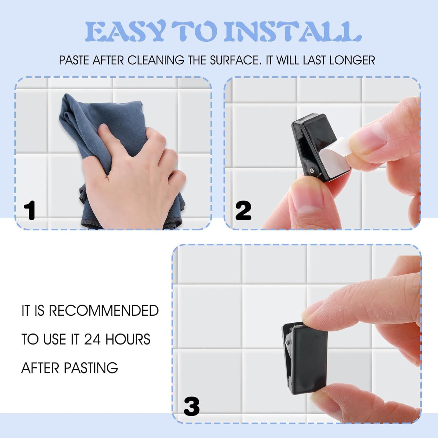 15 Pcs Self Adhesive Tapestry Clips - Double-Sided Adhesive Spring Clips for Blanket, Poster, Clothing, Wall Flag (Black) - Image 3