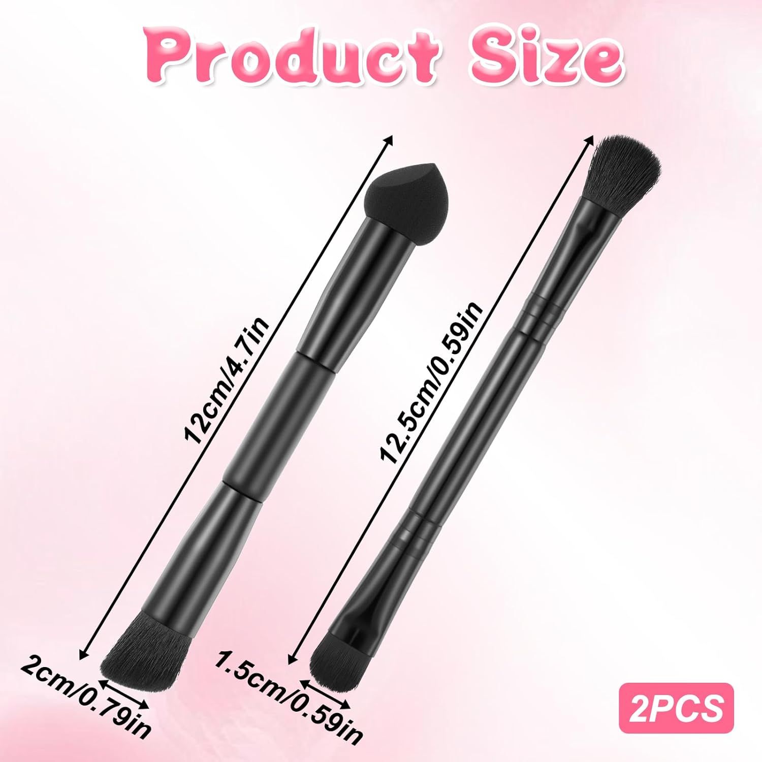 2 Pcs Dual Ended Hairline Brushes, Hairline Concealer Brush Set with Sponge Tip and Soft Bristles for Covering Hair Root Travel Makeup Brush Set for Concealer, Contour, Root Touch Up - Image 2