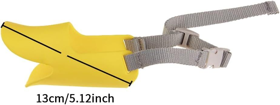 Dog Muzzle,Anti Bite Duck Mouth Shape DogMouth Covers,Soft Duck Silicone Mouth Cover with Adjustable Strap,Small Medium Dogs Muzzle Mask to Prevent Barking,Biting,Chewing(:Yellow,L:13cm/5.12inch) - Image 2