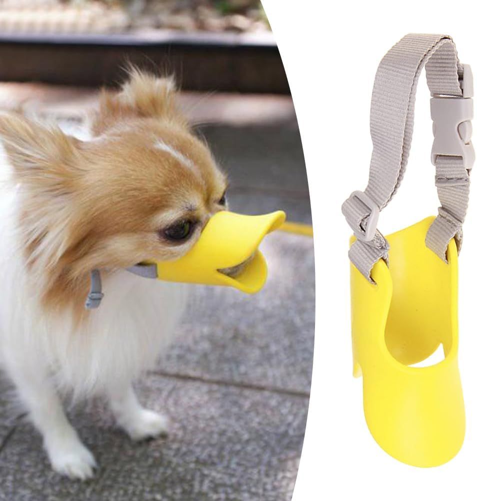 Dog Muzzle,Anti Bite Duck Mouth Shape DogMouth Covers,Soft Duck Silicone Mouth Cover with Adjustable Strap,Small Medium Dogs Muzzle Mask to Prevent Barking,Biting,Chewing(:Yellow,L:13cm/5.12inch) - Image 4