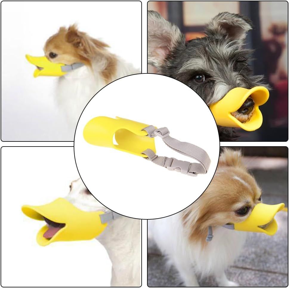 Dog Muzzle,Anti Bite Duck Mouth Shape DogMouth Covers,Soft Duck Silicone Mouth Cover with Adjustable Strap,Small Medium Dogs Muzzle Mask to Prevent Barking,Biting,Chewing(:Yellow,L:13cm/5.12inch) - Image 7
