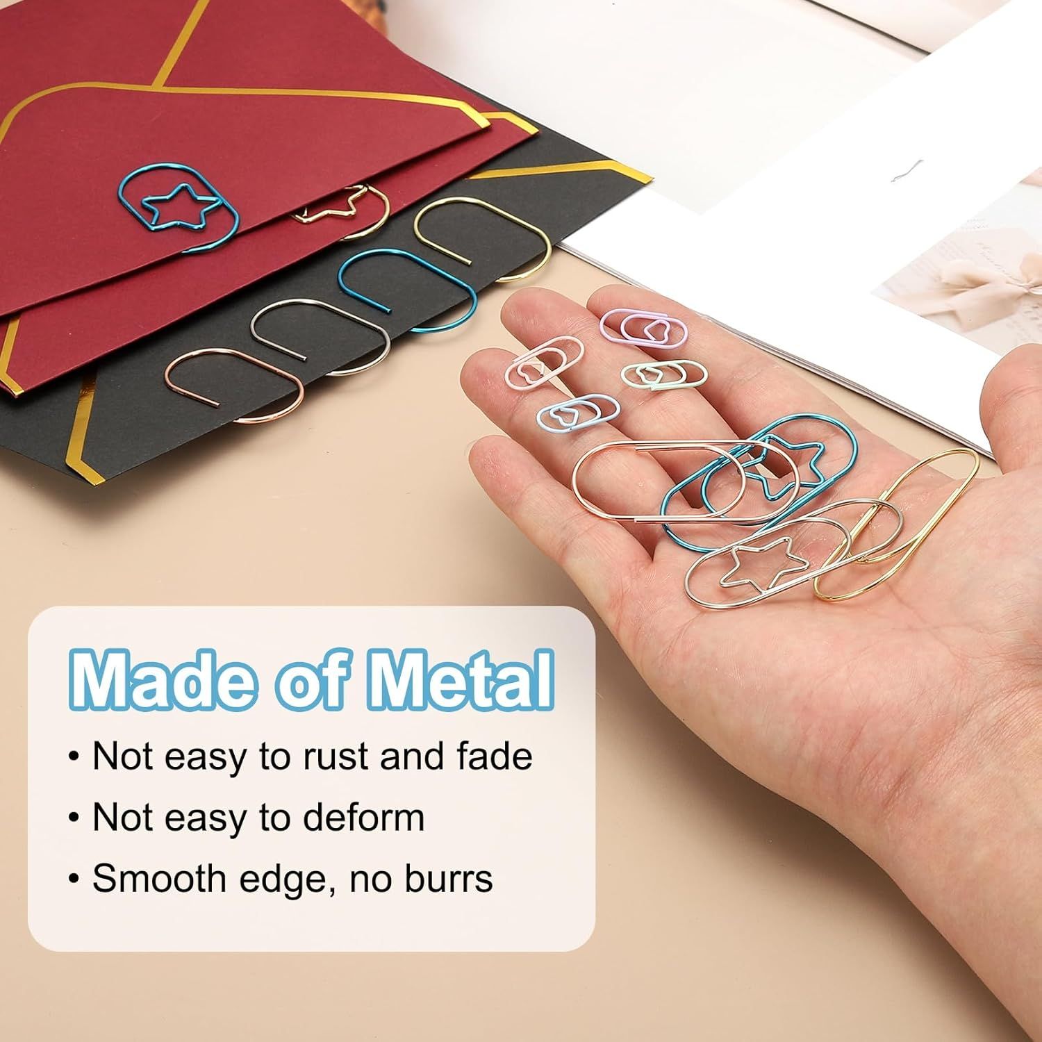 1x0.4 Inch Mini Paper Clip, 80 Pcs Metal Heart Paper Clip Wide Rust-Proof Strong Durable Small Cute Bulk for Office Supplies Document Organization Binder Bookmarks Planner, Blue - Image 4