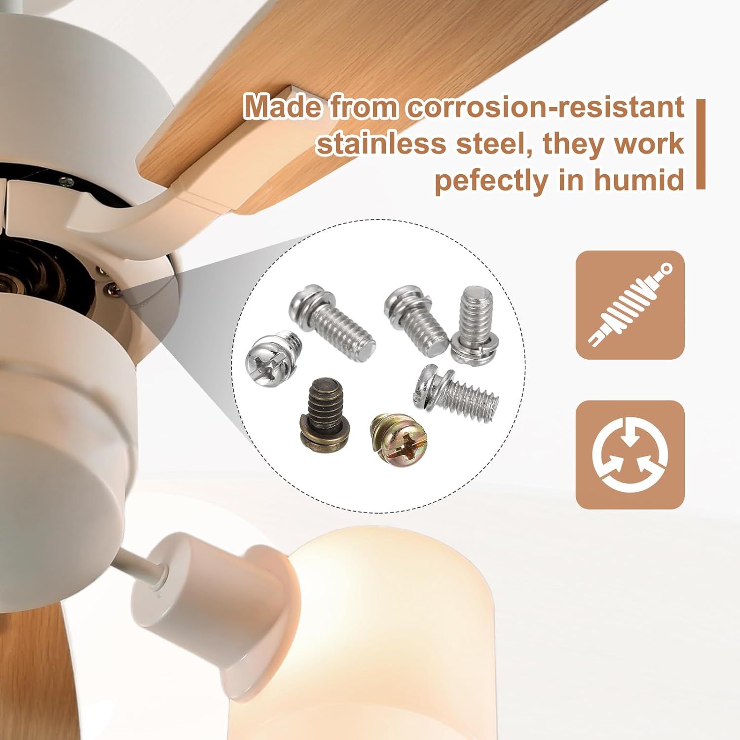 20Pcs Ceiling Fan Blade Screws, 1/4