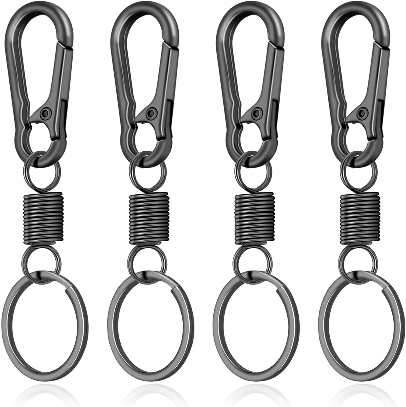 4Pack Small Carabiner Keychain, Spring Keyring Holder Organizer Clips, Metal Snap Hook Clip for Car Key Chain, Keyrings Holder, Purse Hook, Paracord Keychain Lanyard, Men and Women Key Fob (Black) - Image 1