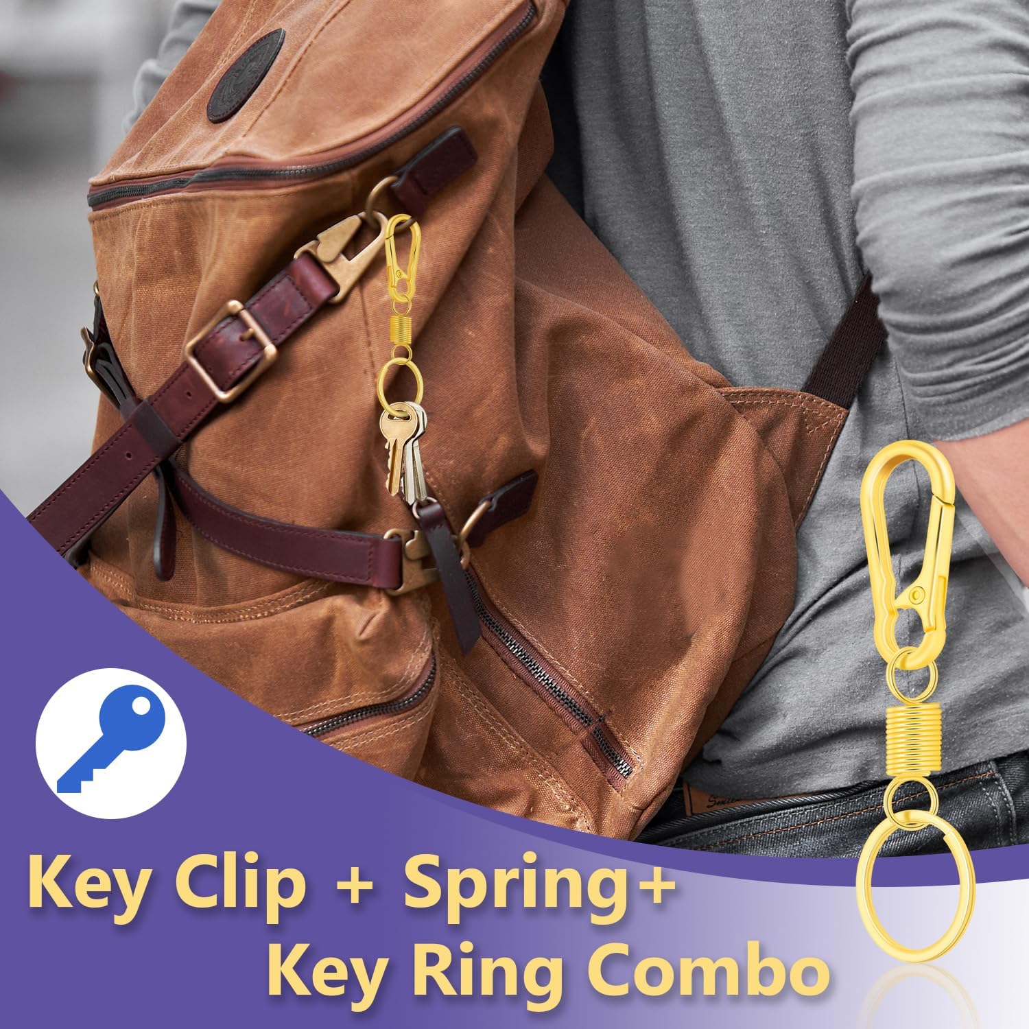 4Pack Small Carabiner Keychain, Spring Keyring Holder Organizer Clips, Metal Snap Hook Clip for Car Key Chain, Keyrings Holder, Purse Hook, Paracord Keychain Lanyard, Men and Women Key Fob (Black) - Image 4