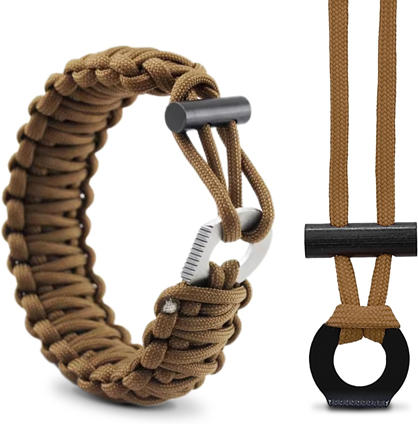 5 Pack Paracord Bracelet Flint Fire Starter Ferrocerium Rod Fire Steel,Parachute 550 Rope Outdoor Camping Hiking Emergency Survival Fire Starter Flint Stick DIY Kit - Image 2