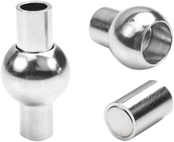 20 Pack 3mm Hole Magnetic Clasps Leather Bracelet Necklace Paracord Fashion Jewelry DIY Leathercraft Accessories Lanyard Connectors #FLQ083-3B Copper Silver-Plated - Image 1