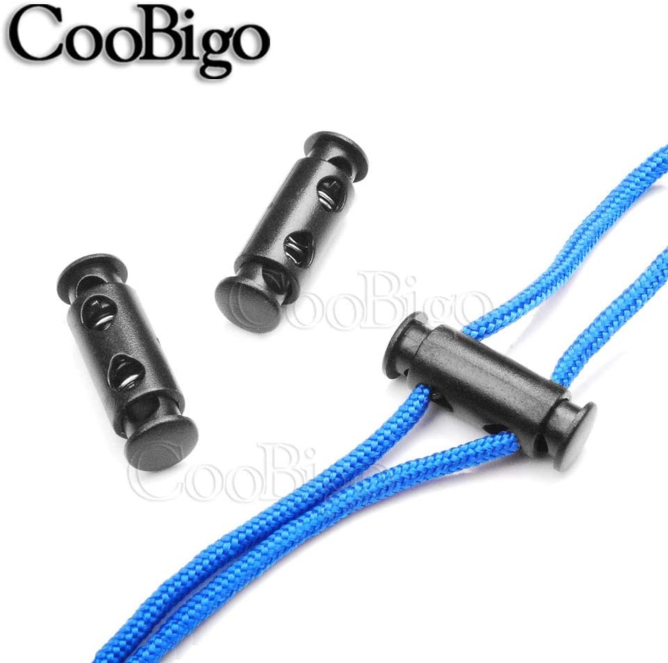 CooBigo 50pcs Cord Lock Ends 3mm Double Hole Fastener Slider Rope Clip Spring Clamp Stopper For DrawStrings Paracord Bag Elastic Rope Parts - Image 3