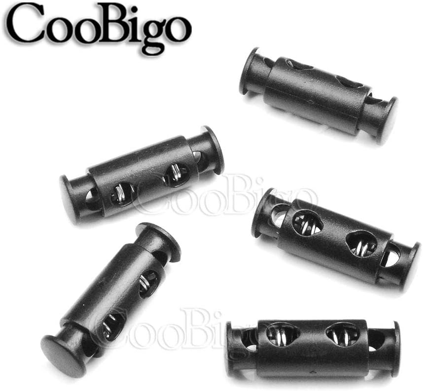 CooBigo 50pcs Cord Lock Ends 3mm Double Hole Fastener Slider Rope Clip Spring Clamp Stopper For DrawStrings Paracord Bag Elastic Rope Parts - Image 4
