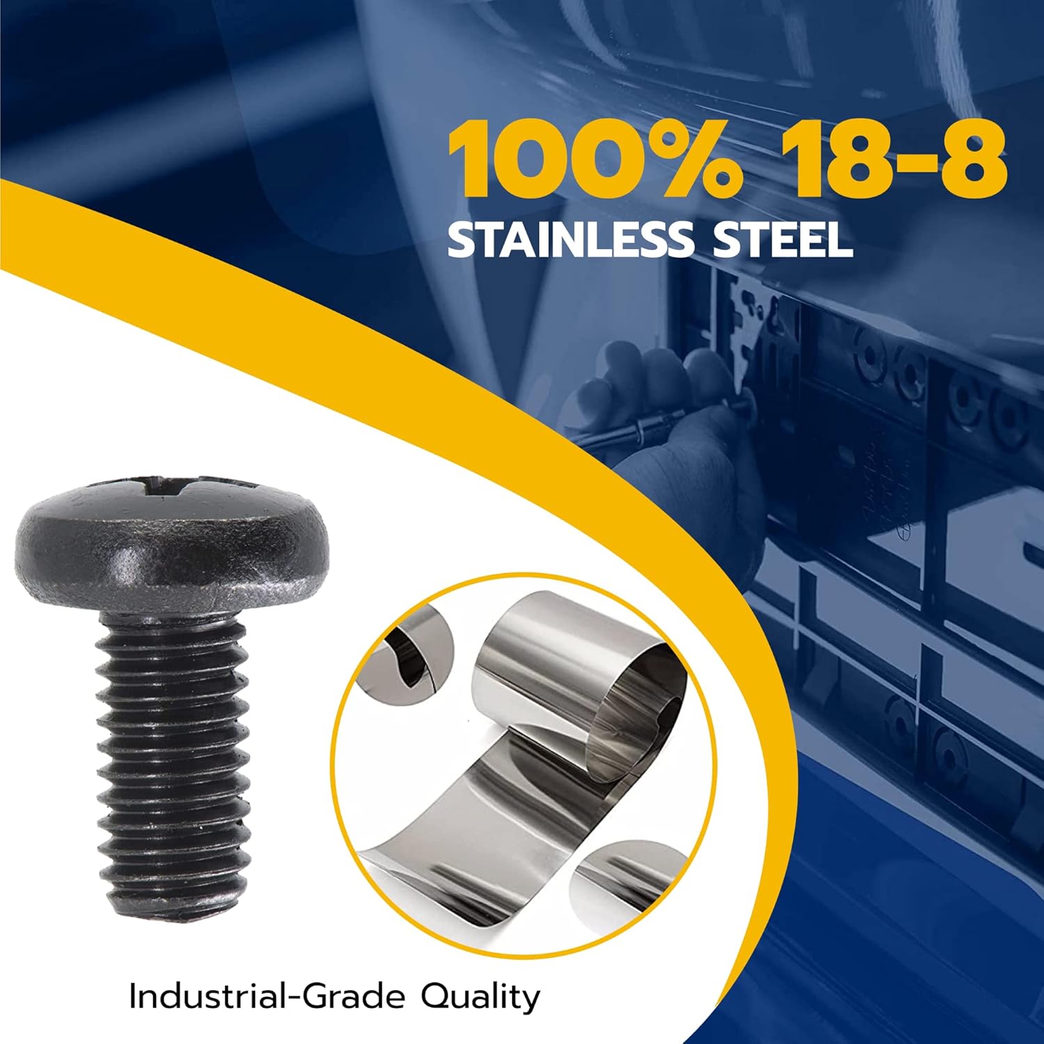 Black License Plate Screws for Audi and VW, Phillips Machine Pan Head 18-8, Stainless Steel, M6-1.0 x 12 mm Bolt (Pack of 4) - Image 3