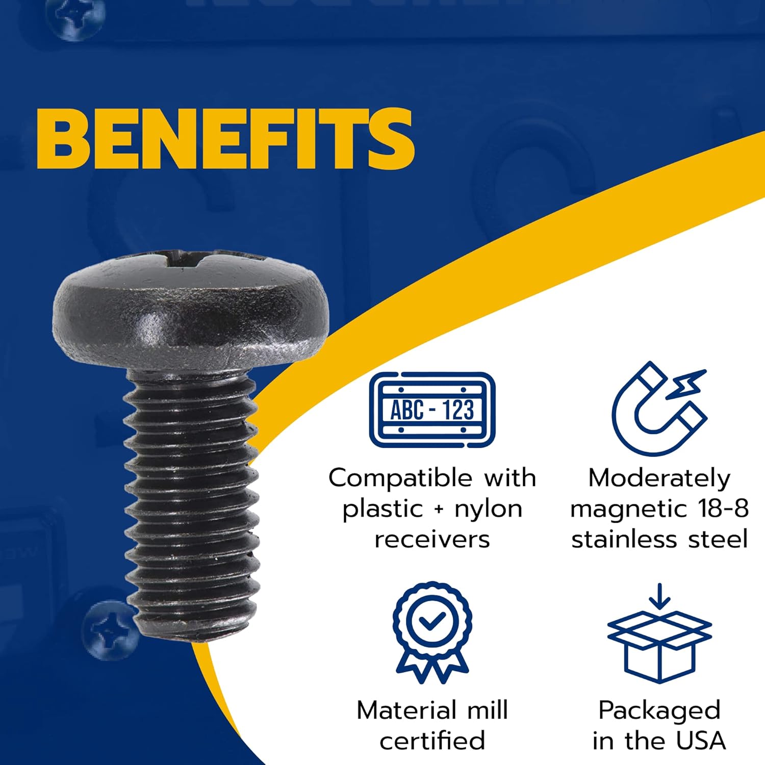 Black License Plate Screws for Audi and VW, Phillips Machine Pan Head 18-8, Stainless Steel, M6-1.0 x 12 mm Bolt (Pack of 4) - Image 5