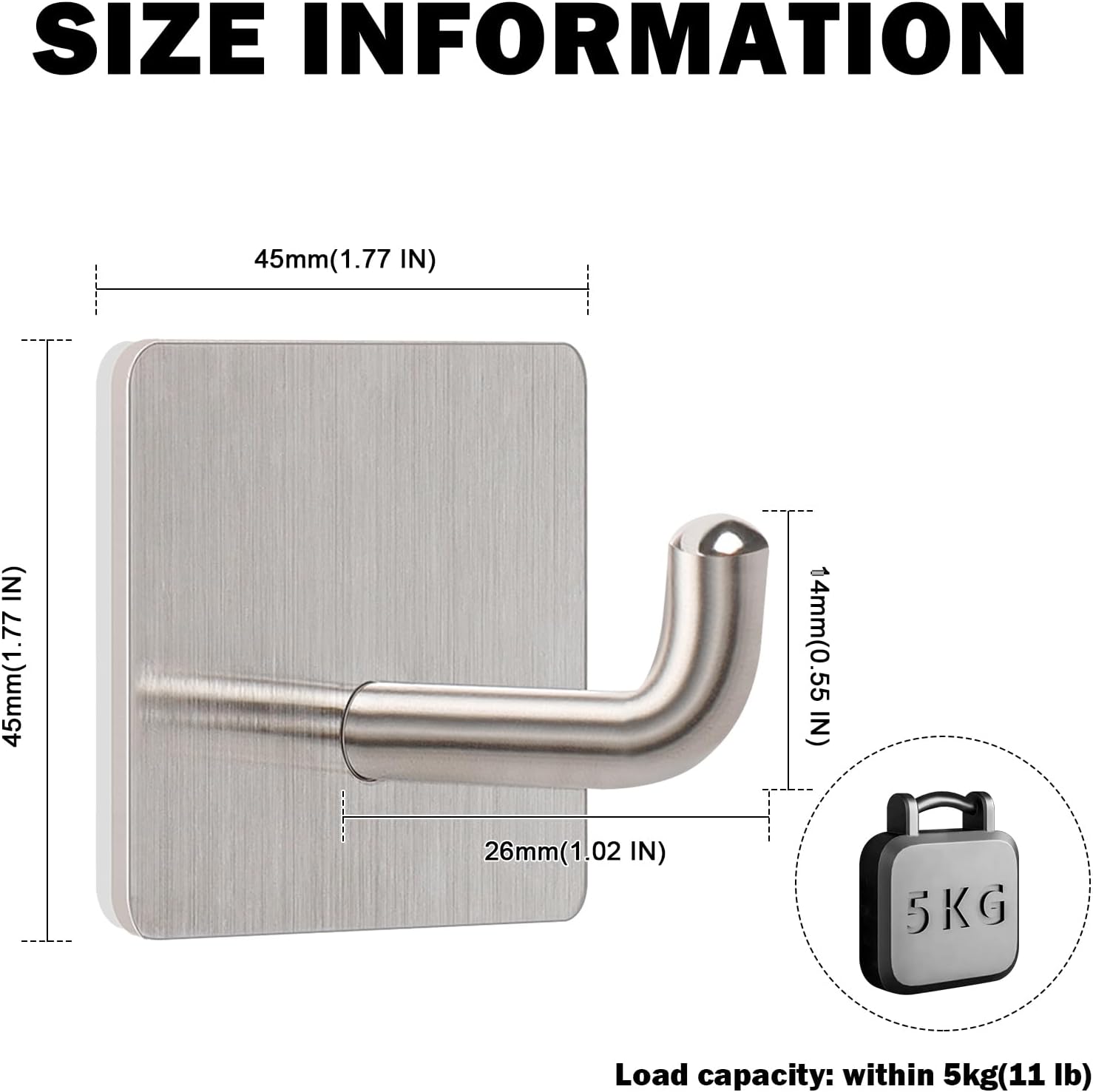 Livabber Adhesive Towel Hooks, 304 Stainless Steel Self Sticky Wall Hooks Waterproof Shower Hooks for Robe/Clothes, No Drilling Towel Hangers for Bathroom Kitchen Bedroom (Brushed Nickel, 6 Packs) - Image 2