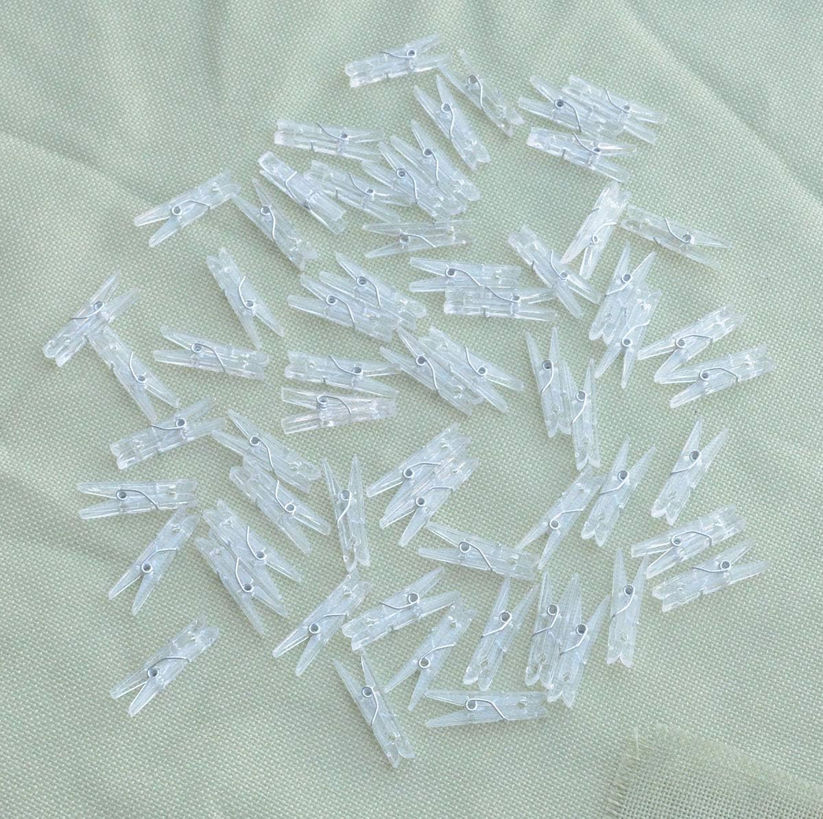 Yansanido 100pcs Mini Clear Plastic Utility Paper Clip, Clothespins Clips, Clothes Line String Clips, mini Clothes Pins for Photo for String Fairy Lights Color Clear(100pcs Clear Plastic Clips) - Image 3