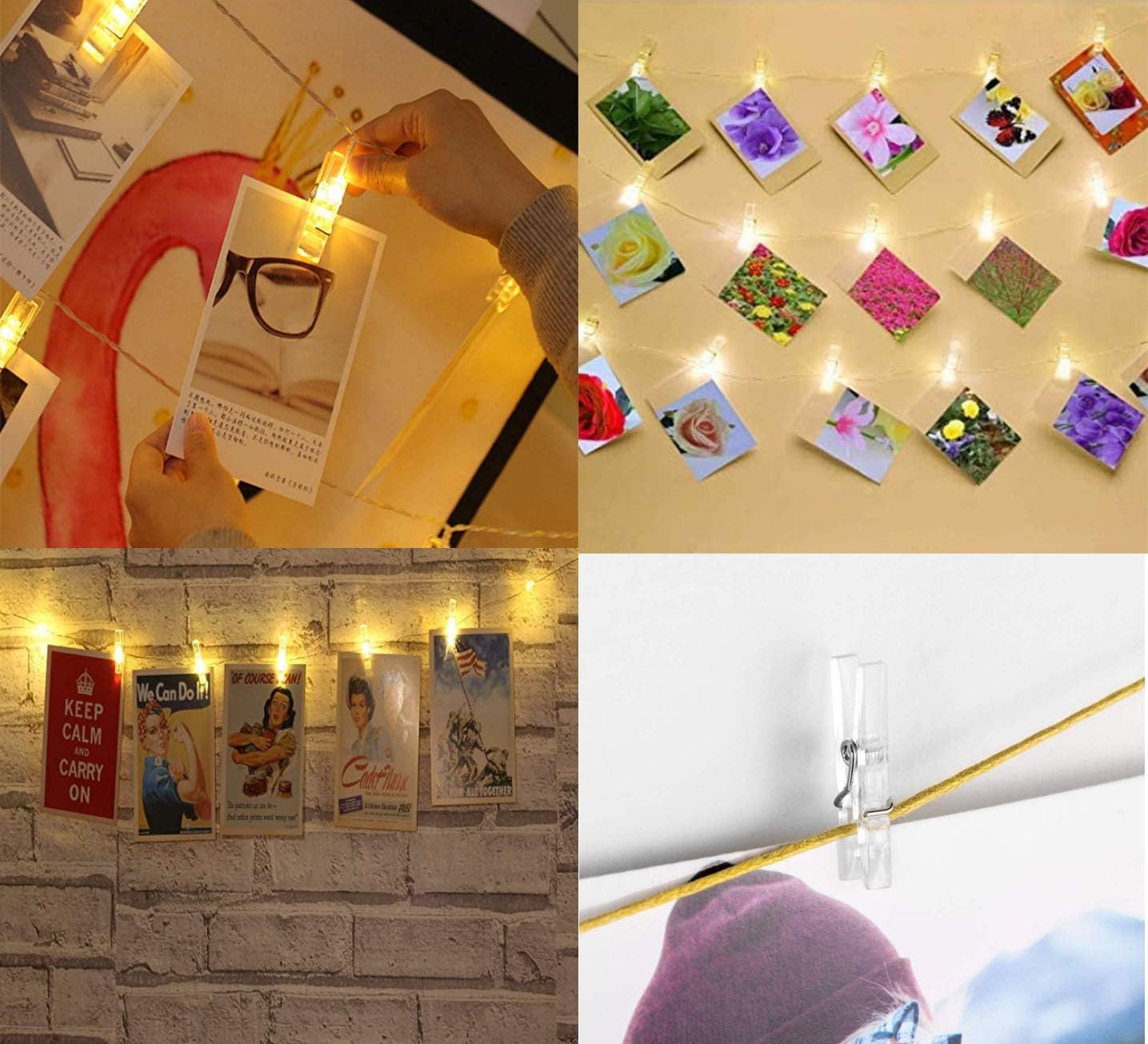 Yansanido 100pcs Mini Clear Plastic Utility Paper Clip, Clothespins Clips, Clothes Line String Clips, mini Clothes Pins for Photo for String Fairy Lights Color Clear(100pcs Clear Plastic Clips) - Image 4