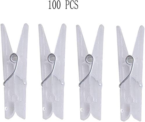 Yansanido 100pcs Mini Clear Plastic Utility Paper Clip, Clothespins Clips, Clothes Line String Clips, mini Clothes Pins for Photo for String Fairy Lights Color Clear(100pcs Clear Plastic Clips) - Image 7