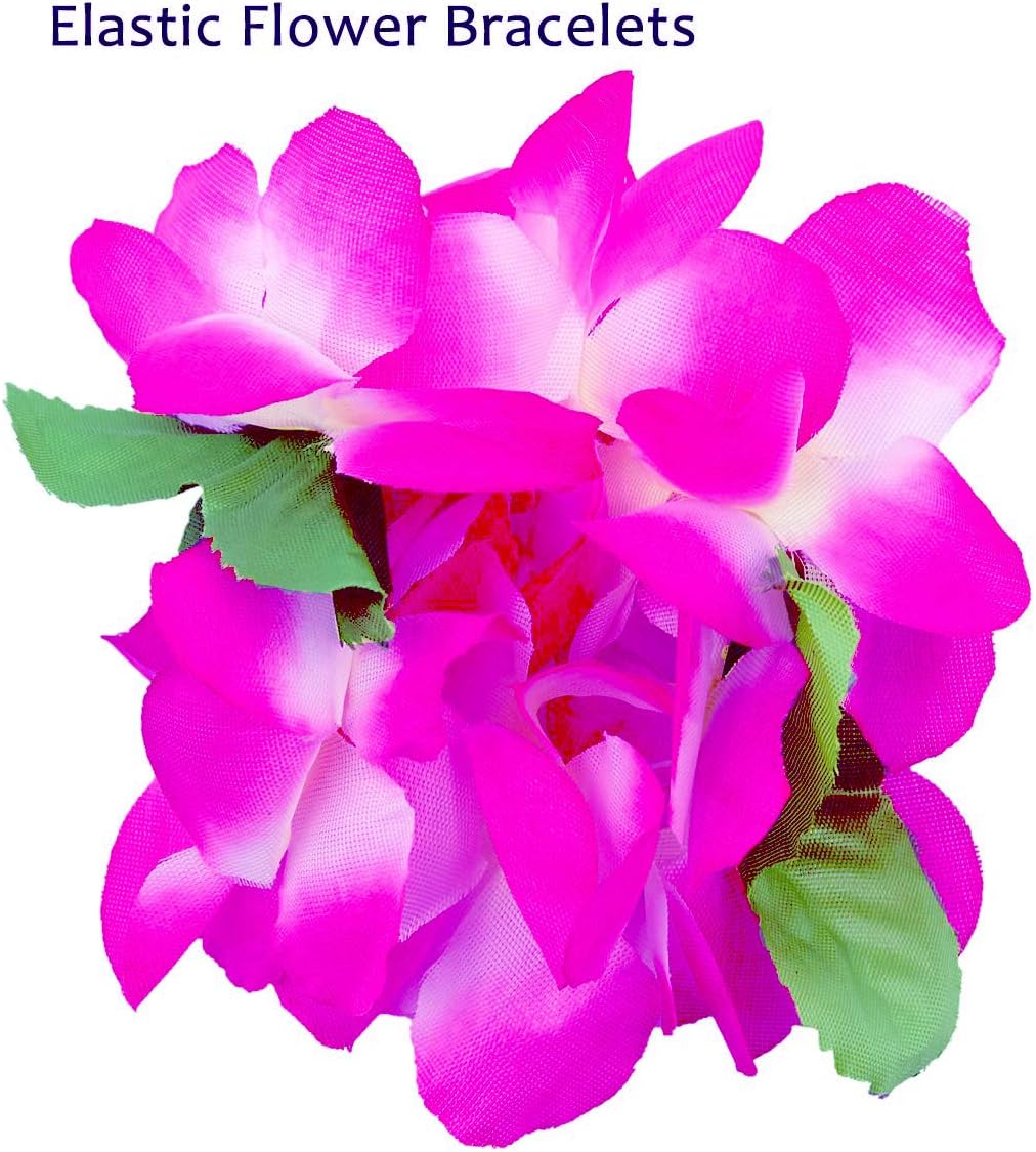 4 Pcs Purple Hawaiian Leis with Green Leaves for Graduation Party, Dance Party, Photo Prop in Outdoors (Purple) - Image 2
