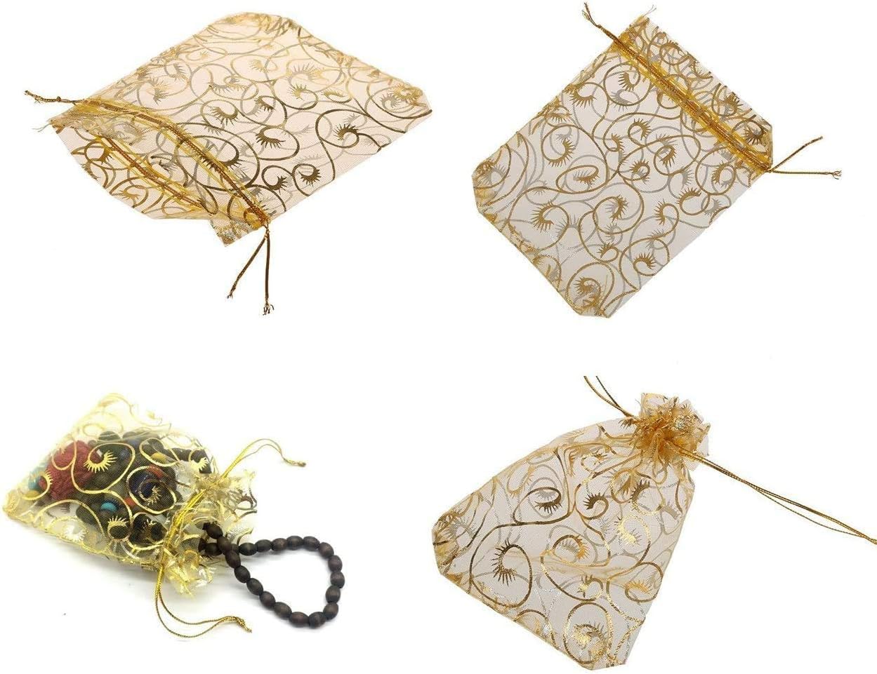 Wedding Favors Small Gift Bags, 100pcs 2.8x3.6 Inch (7x9cm) Gold Organza Bags for Party Favor Bags Small Business Candy Bags Mesh Bag (Gold, 2.8''x3.6'') - Image 4