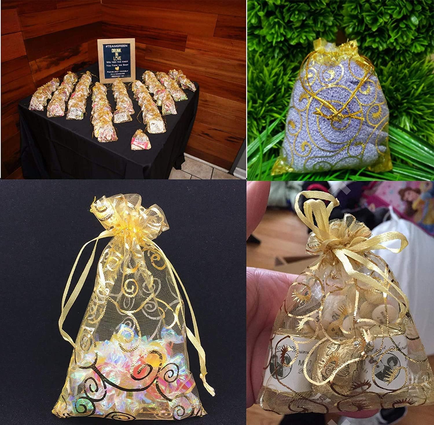 Wedding Favors Small Gift Bags, 100pcs 2.8x3.6 Inch (7x9cm) Gold Organza Bags for Party Favor Bags Small Business Candy Bags Mesh Bag (Gold, 2.8''x3.6'') - Image 5