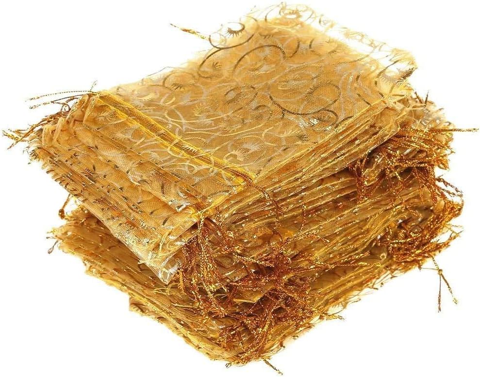 Wedding Favors Small Gift Bags, 100pcs 2.8x3.6 Inch (7x9cm) Gold Organza Bags for Party Favor Bags Small Business Candy Bags Mesh Bag (Gold, 2.8''x3.6'') - Image 6