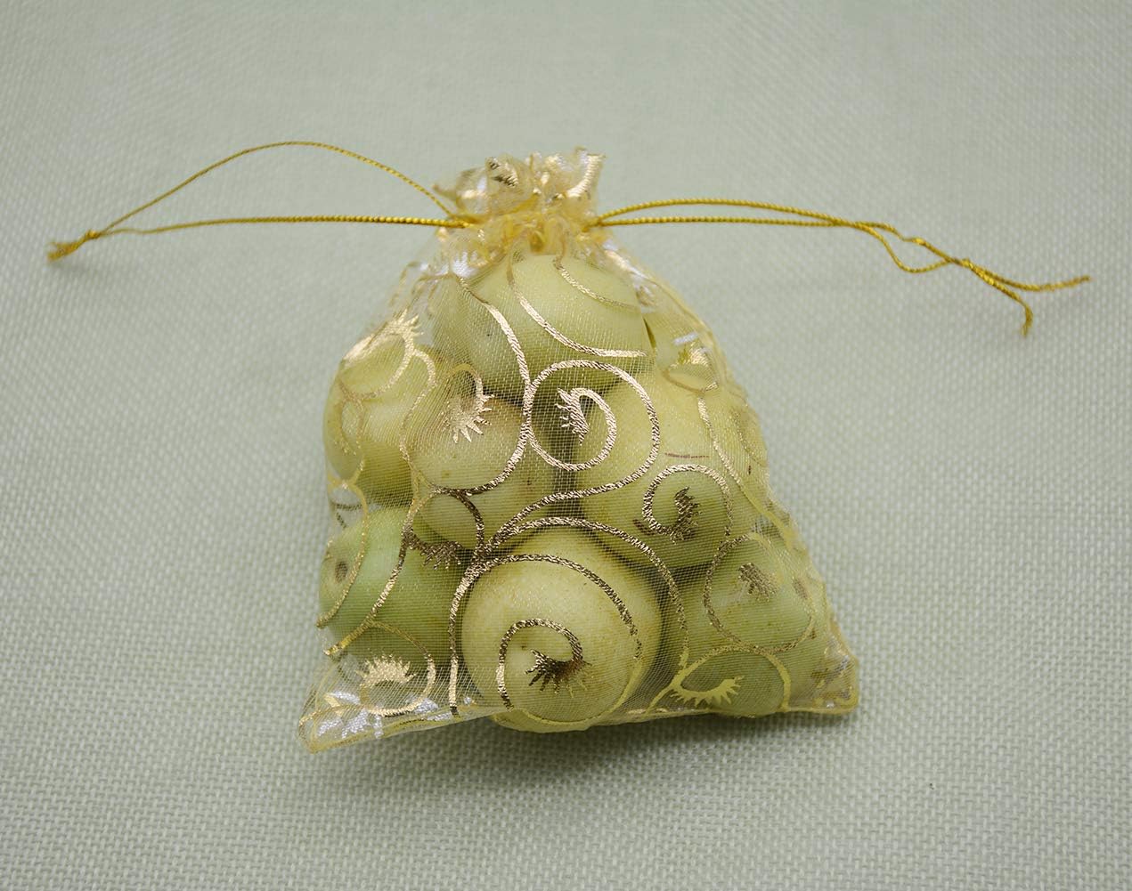 Wedding Favors Small Gift Bags, 100pcs 2.8x3.6 Inch (7x9cm) Gold Organza Bags for Party Favor Bags Small Business Candy Bags Mesh Bag (Gold, 2.8''x3.6'') - Image 8