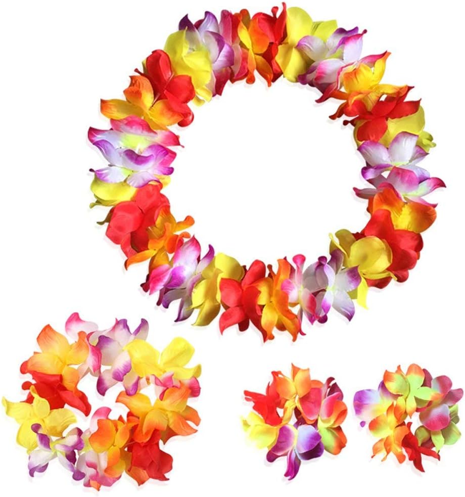 4 Pcs Multicolor Hawaiian Leis for Graduation Party, Dance Party, Photo Prop in Outdoors (Multicolor) - Image 1