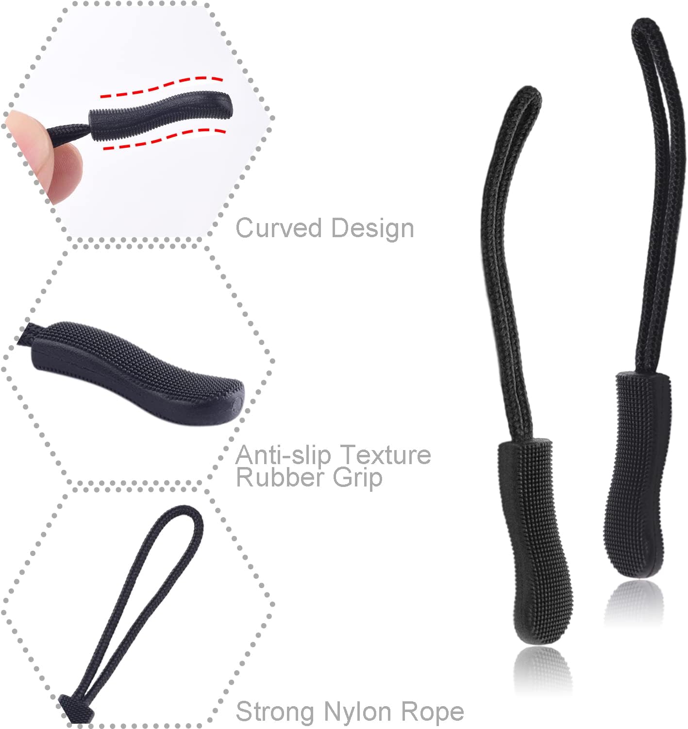CooBigo 12Pack Zipper Pull Replacement, Golf Bag Parcord Zipper Pull Tab Replacement for Backpack, Jackets, Pants, Boots, Coats, Luggage - Balck(Universal Extender) - Image 3