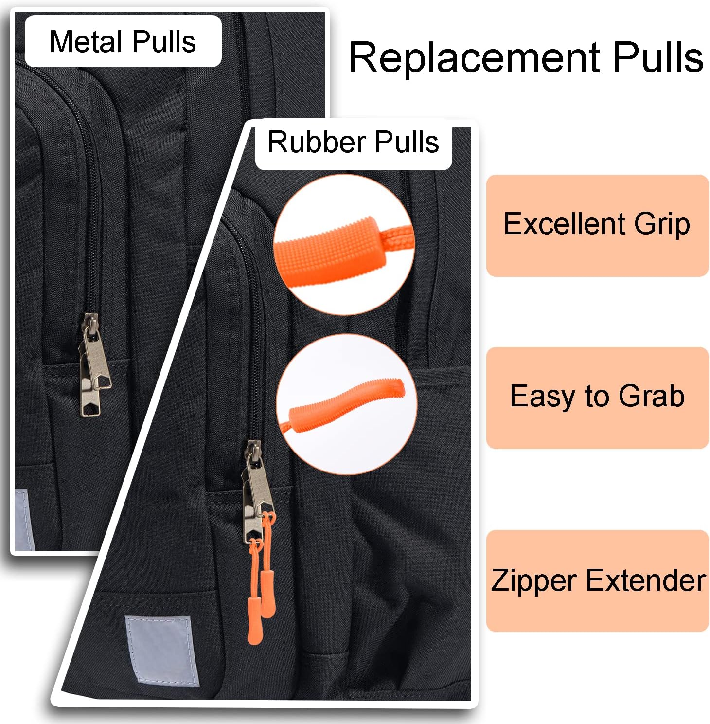 CooBigo 12Pack Zipper Pull Replacement, Golf Bag Parcord Zipper Pull Tab Replacement for Backpack, Jackets, Pants, Boots, Coats, Luggage - Balck(Universal Extender) - Image 6
