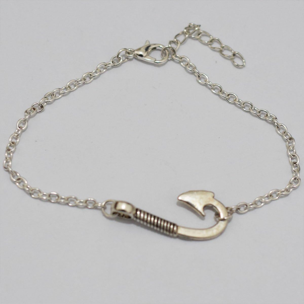 Pack of 50 Alloy Bulk Fish Hook Charms Pendents 13mmx31mm Jewelry Findings for Making Bracelet and Necklace (Silver 50pcs) - Image 4