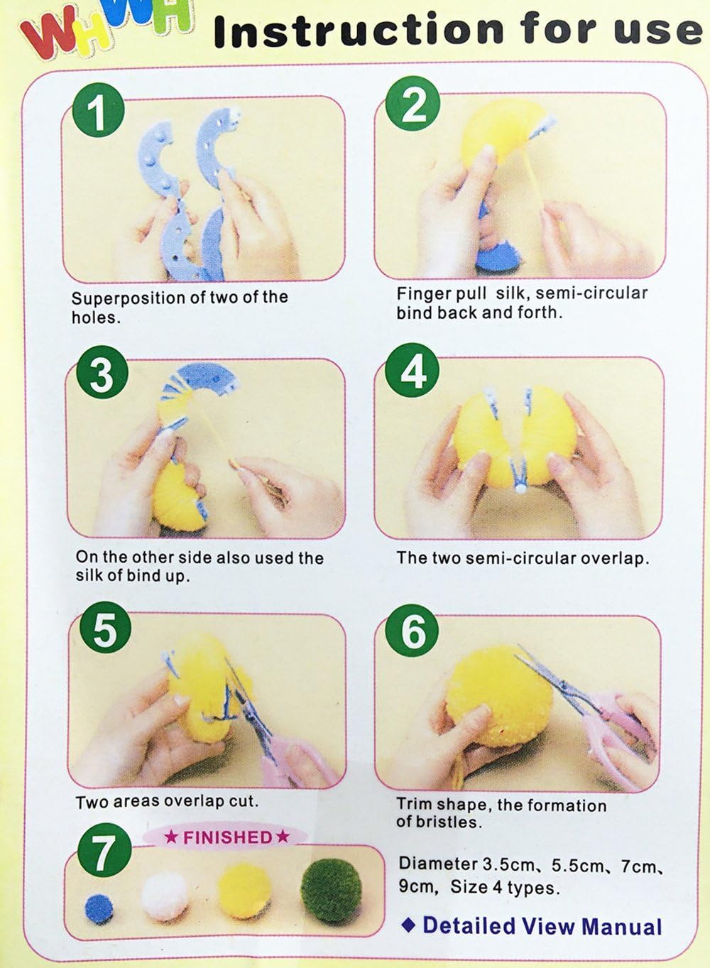 Yansanido Pack of 8(4 Sizes) Essential Pom-pom Maker for Fluff Ball Weaver Needle Knitting DIY Tool (8piece-4 Size) - Image 5