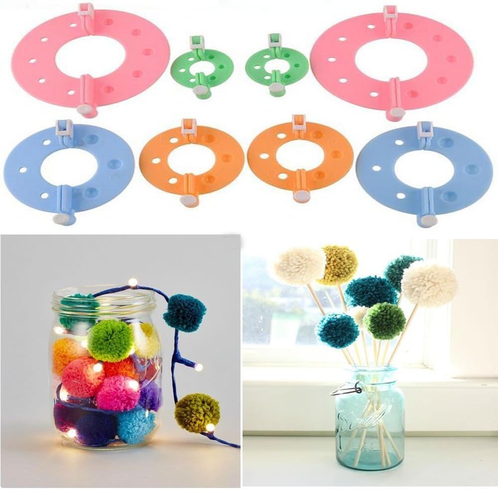 Yansanido Pack of 8(4 Sizes) Essential Pom-pom Maker for Fluff Ball Weaver Needle Knitting DIY Tool (8piece-4 Size) - Image 6
