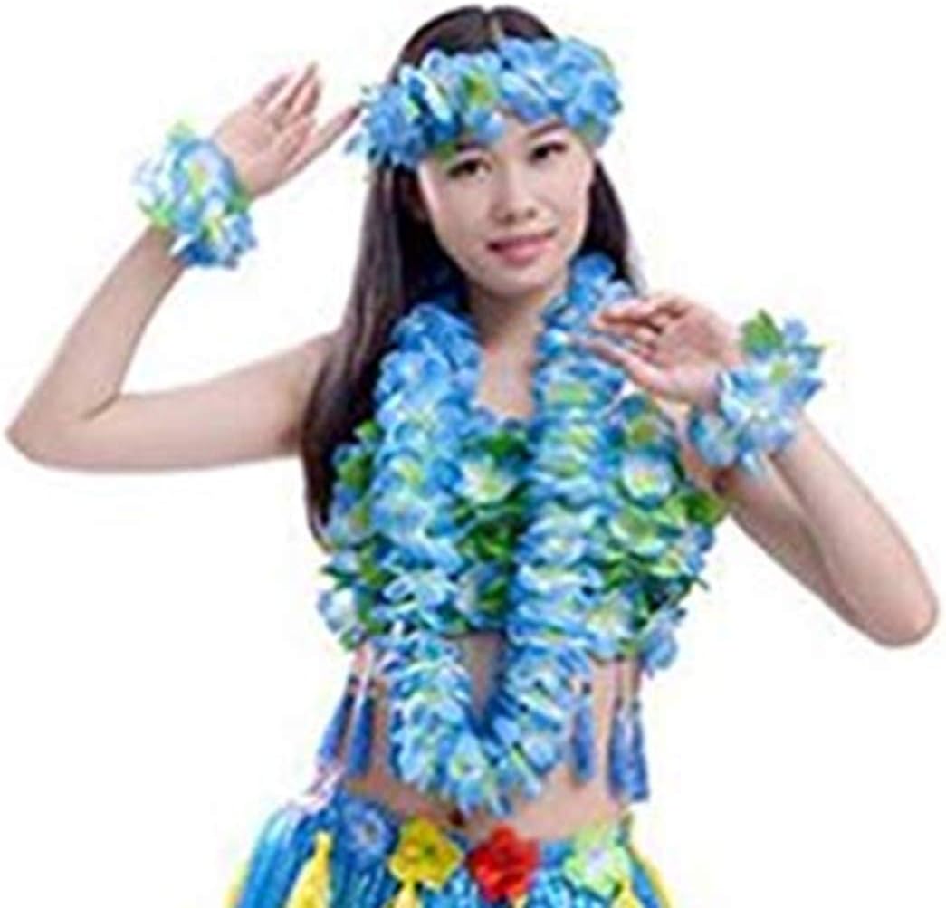 Yansanido 4 Pcs Blue Hawaiian Leis with Green Leaves for Graduation Party, Dance Party, Photo Prop in Outdoors (Blue) - Image 5
